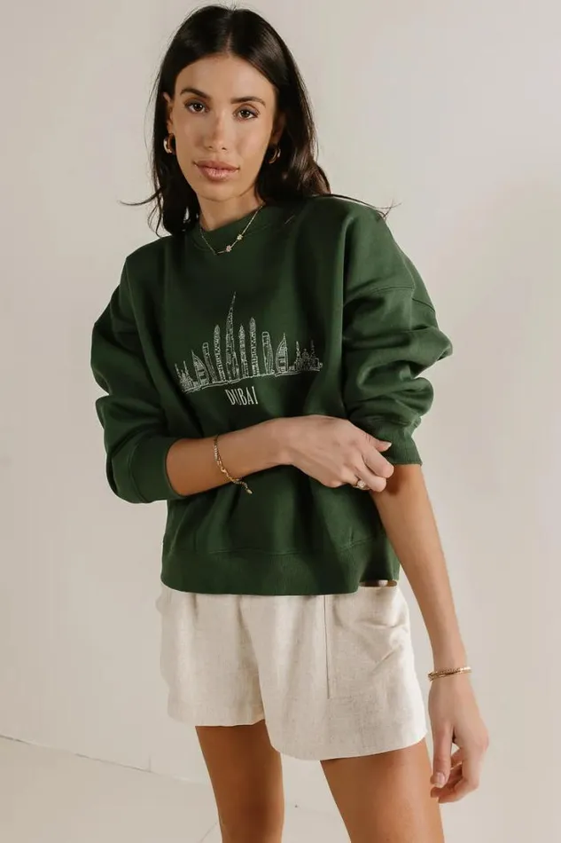 Bohme Sweaters Dubai Embroidered Sweatshirt Green 8211 Women Bohme Sweaters Dubai Embroidered Sweatshirt Green 8211 Women