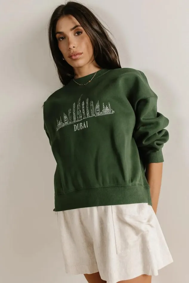 Bohme Sweaters Dubai Embroidered Sweatshirt Green 8211 Women Bohme Sweaters Dubai Embroidered Sweatshirt Green 8211 Women