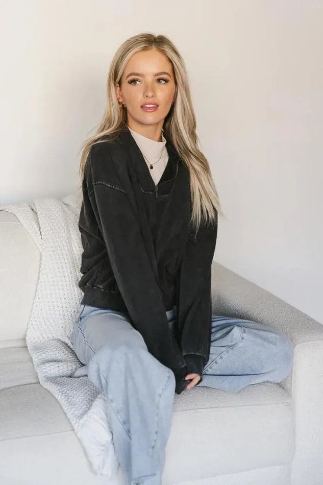 Bohme Sweaters Lorena Quarter Zip In Black 8211 FINAL SALE Black 8211 Women Bohme Sweaters Lorena Quarter Zip In Black 8211 FINAL SALE Black 8211 Women