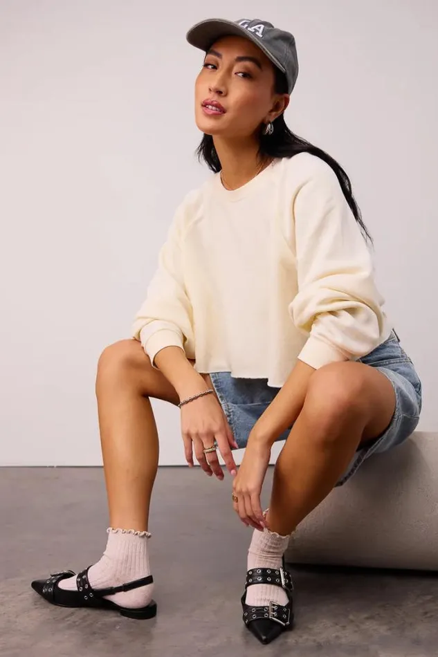 Bohme Sweaters Nara Cropped Sweatshirt In Cream Cream 8211 Women Bohme Sweaters Nara Cropped Sweatshirt In Cream Cream 8211 Women