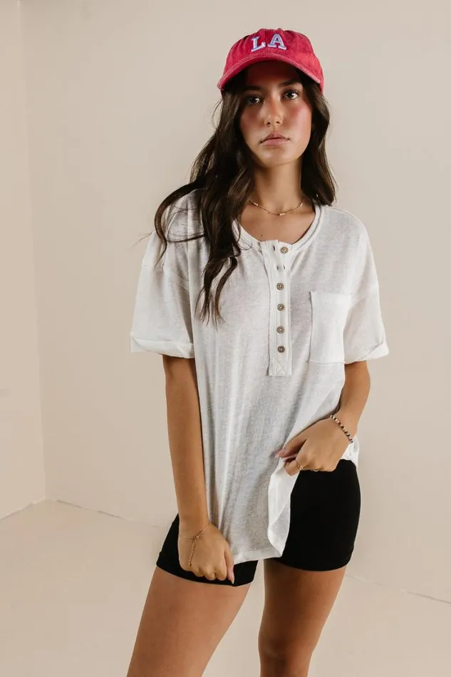 Bohme Tees and Tanks Mazzy Henley Knit Top In White White 8211 Women