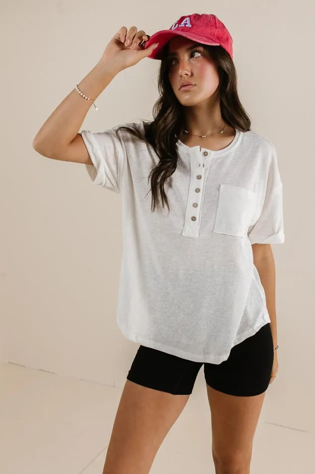 Bohme Tees and Tanks Mazzy Henley Knit Top In White White 8211 Women Bohme Tees and Tanks Mazzy Henley Knit Top In White White 8211 Women