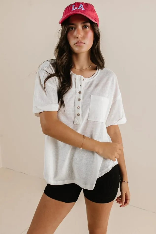 Bohme Tees and Tanks Mazzy Henley Knit Top In White White 8211 Women Bohme Tees and Tanks Mazzy Henley Knit Top In White White 8211 Women