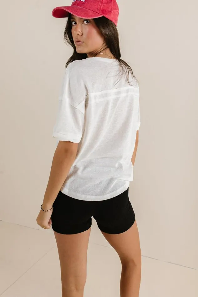 Bohme Tees and Tanks Mazzy Henley Knit Top In White White 8211 Women Bohme Tees and Tanks Mazzy Henley Knit Top In White White 8211 Women