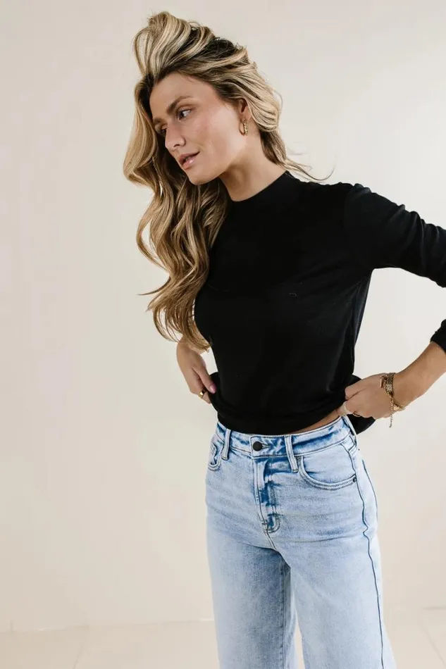 Bohme Tops Alani Mock Neck Top In Black Black 8211 Women