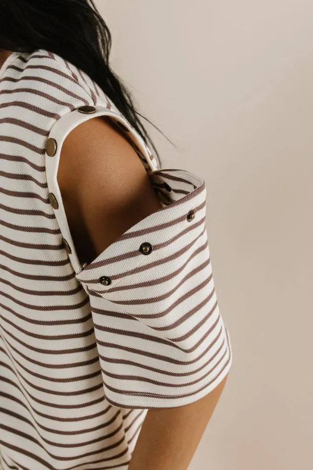 Bohme Tops Amanda Striped TShirt In Mocha Mocha 8211 Women Bohme Tops Amanda Striped TShirt In Mocha Mocha 8211 Women