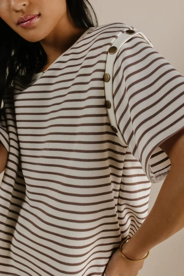 Bohme Tops Amanda Striped TShirt In Mocha Mocha 8211 Women Bohme Tops Amanda Striped TShirt In Mocha Mocha 8211 Women