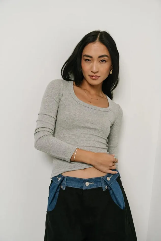 Bohme Tops Audrey Ribbed Top In Grey Grey 8211 Women Bohme Tops Audrey Ribbed Top In Grey Grey 8211 Women