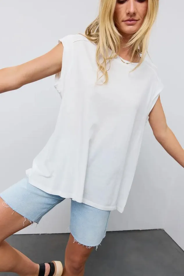Bohme Tops Aviana Muscle Tee In Off White Off White 8211 Women