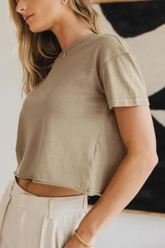 Bohme Tops Billie Cropped TShirt In Beige Beige 8211 Women