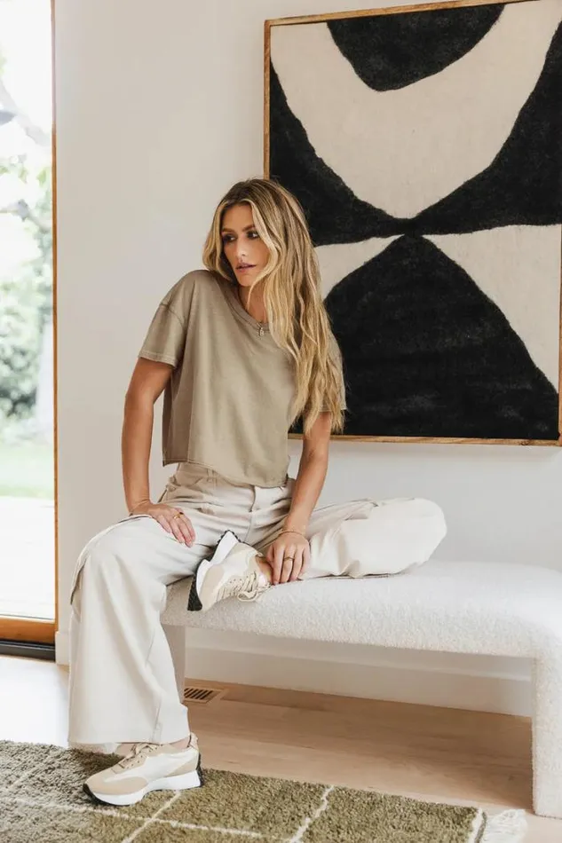 Bohme Tops Billie Cropped TShirt In Beige Beige 8211 Women Bohme Tops Billie Cropped TShirt In Beige Beige 8211 Women