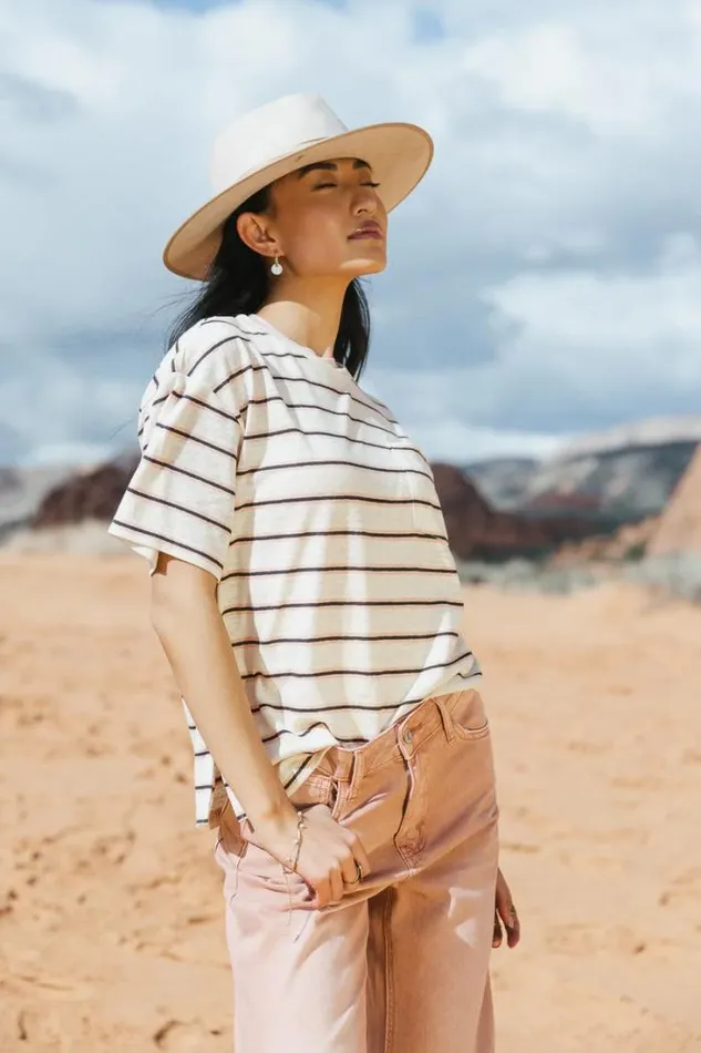 Bohme Tops Brynleigh Striped TShirt Beige 8211 Women