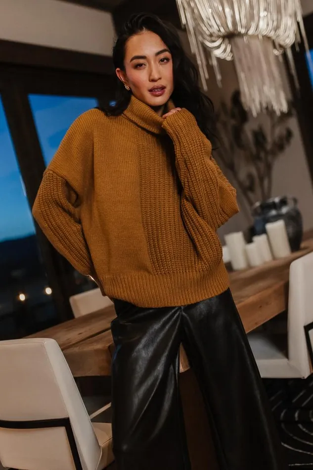 Bohme Tops Catherine Turtleneck Sweater In Brown Brown 8211 Women