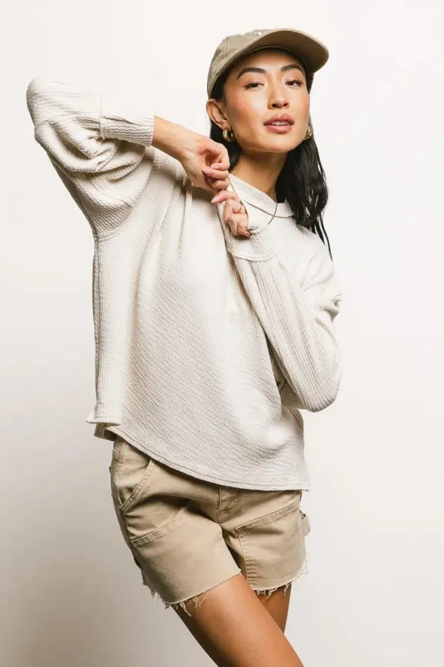 Bohme Tops Delaney Ribbed Knit Top In Cream Cream 8211 Women