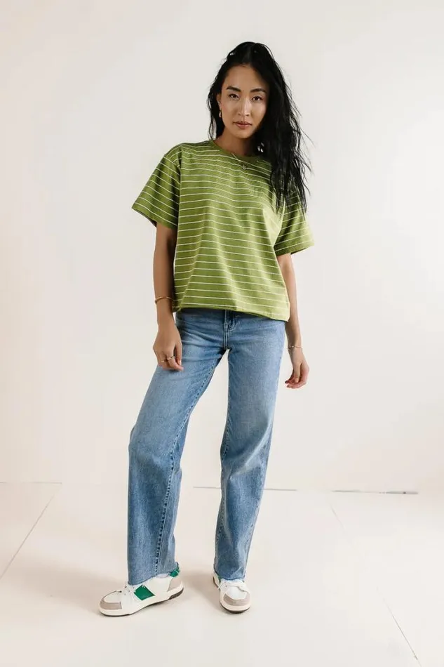 Bohme Tops Evie Striped TShirt In Moss Moss 8211 Women Bohme Tops Evie Striped TShirt In Moss Moss 8211 Women