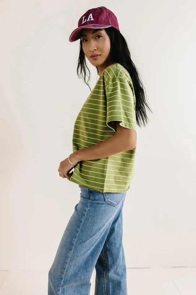 Bohme Tops Evie Striped TShirt In Moss Moss 8211 Women Bohme Tops Evie Striped TShirt In Moss Moss 8211 Women