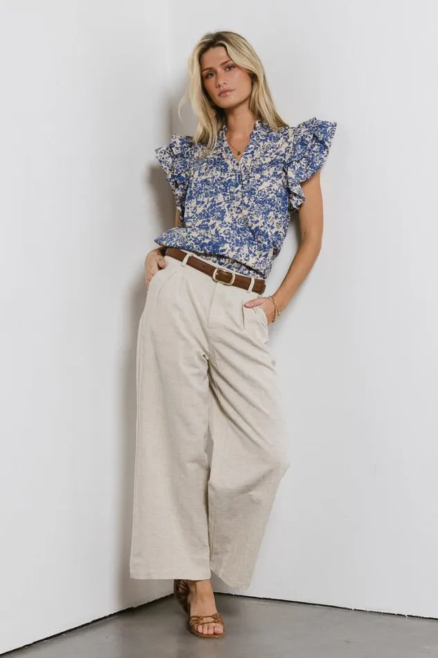 Bohme Tops Floral Flutter Sleeve Blouse Blue 8211 Women Bohme Tops Floral Flutter Sleeve Blouse Blue 8211 Women