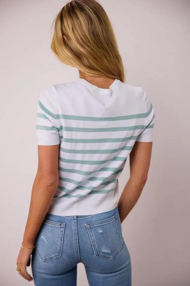 Bohme Tops Gloria Striped Sweater Top In Mint Mint 8211 Women Bohme Tops Gloria Striped Sweater Top In Mint Mint 8211 Women
