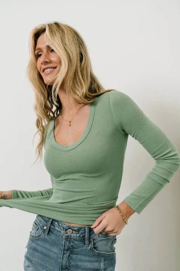 Bohme Tops Harmony Ribbed Top In Jade Jade 8211 Women