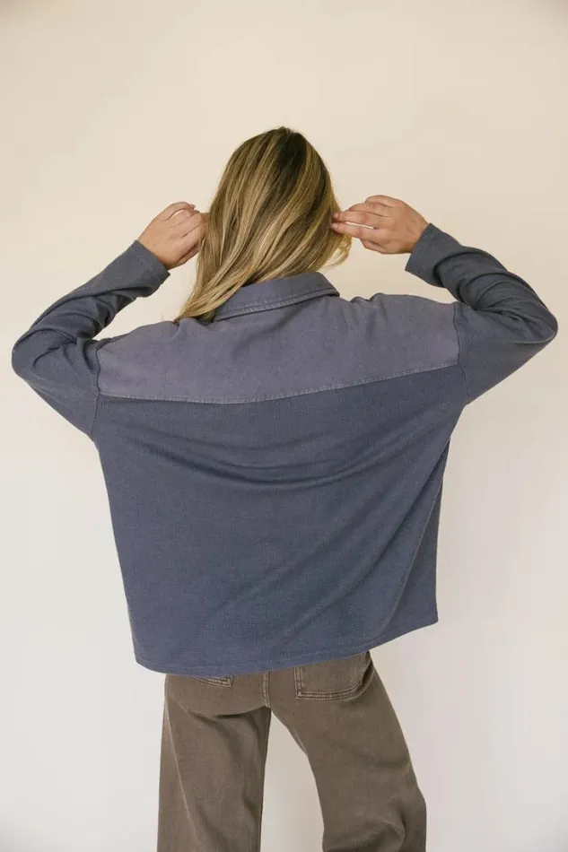Bohme Tops Isabelle Waffle Knit Henley Top In Blue Blue 8211 Women Bohme Tops Isabelle Waffle Knit Henley Top In Blue Blue 8211 Women