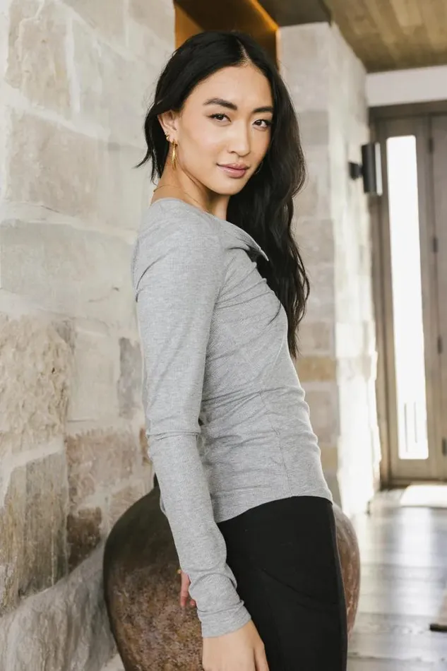 Bohme Tops Ivanna Henley Top In Grey 8211 FINAL SALE Grey 8211 Women Bohme Tops Ivanna Henley Top In Grey 8211 FINAL SALE Grey 8211 Women
