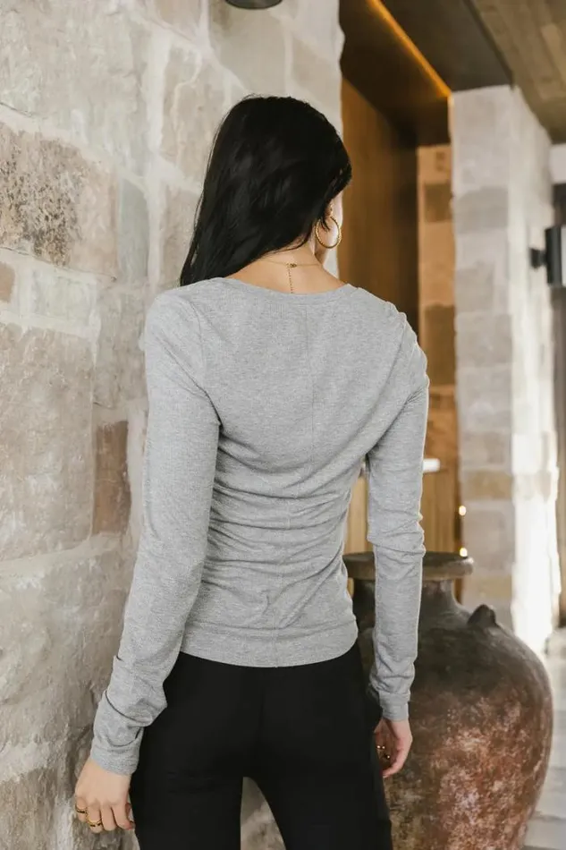 Bohme Tops Ivanna Henley Top In Grey 8211 FINAL SALE Grey 8211 Women Bohme Tops Ivanna Henley Top In Grey 8211 FINAL SALE Grey 8211 Women