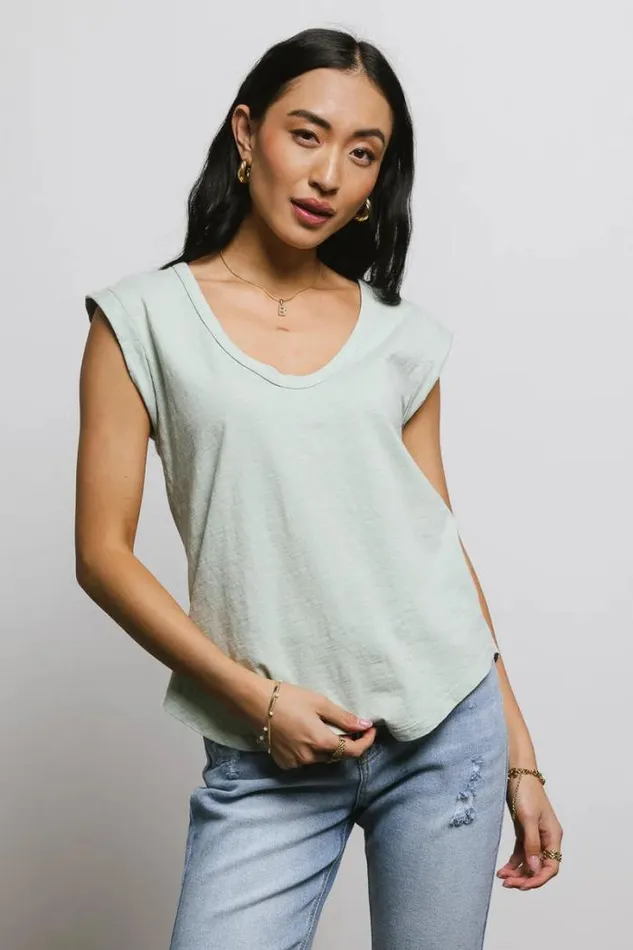 Bohme Tops Jaylene Muscle Tee In Sage Sage 8211 Women