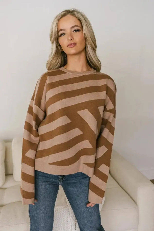 Bohme Tops Leila Striped Sweater Mocha 8211 Women