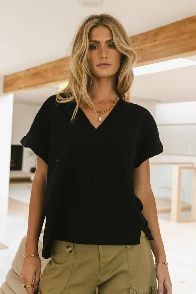 Bohme Tops Logan Contrast Top In Black Black 8211 Women