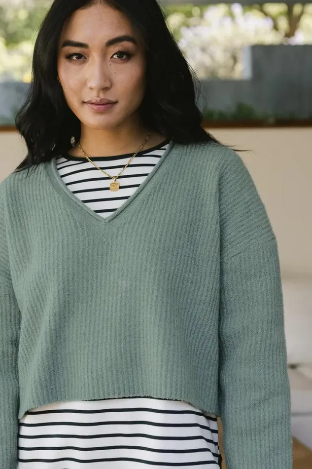 Bohme Tops Lyra VNeck Sweater In Sage Sage 8211 Women Bohme Tops Lyra VNeck Sweater In Sage Sage 8211 Women