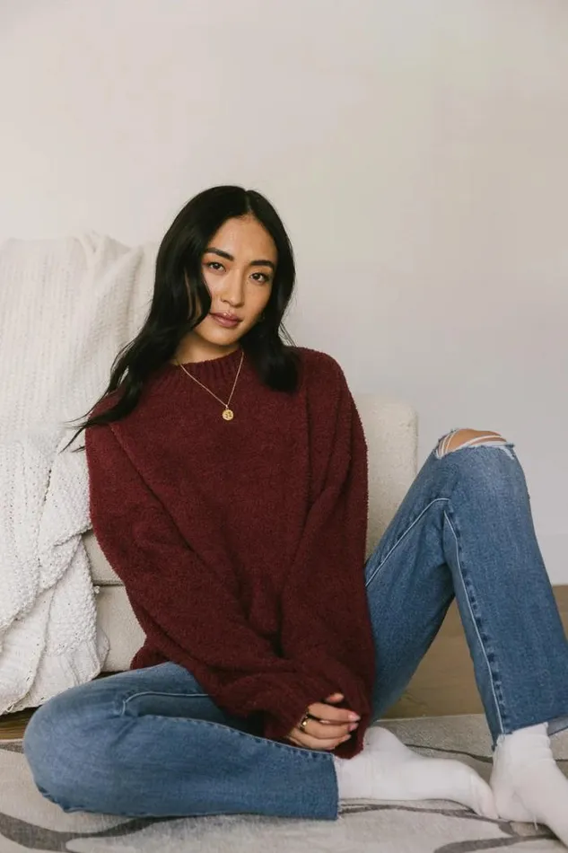 Bohme Tops Madilyn Cozy Sweater In Wine Wine 8211 Women Bohme Tops Madilyn Cozy Sweater In Wine Wine 8211 Women