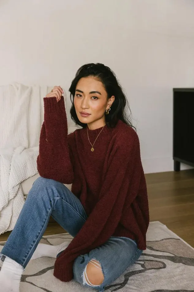 Bohme Tops Madilyn Cozy Sweater In Wine Wine 8211 Women Bohme Tops Madilyn Cozy Sweater In Wine Wine 8211 Women