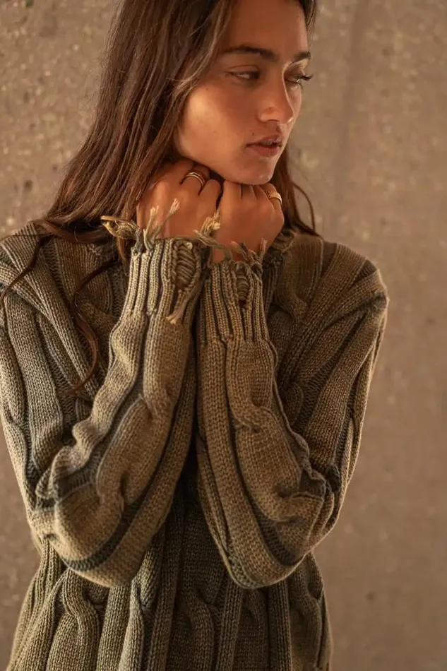Bohme Tops Mari Distressed Sweater In Green Green 8211 Women Bohme Tops Mari Distressed Sweater In Green Green 8211 Women