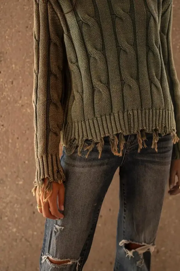 Bohme Tops Mari Distressed Sweater In Green Green 8211 Women Bohme Tops Mari Distressed Sweater In Green Green 8211 Women