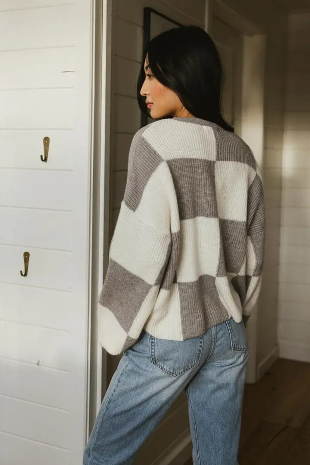 Bohme Tops McKenna Checkered Sweater In Grey Grey 8211 Women Bohme Tops McKenna Checkered Sweater In Grey Grey 8211 Women