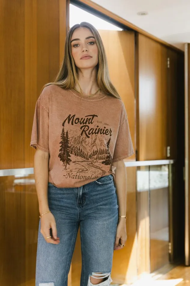 Bohme Tops Mount Rainier Graphic Tee 8211 FINAL SALE Mauve 8211 Women Bohme Tops Mount Rainier Graphic Tee 8211 FINAL SALE Mauve 8211 Women