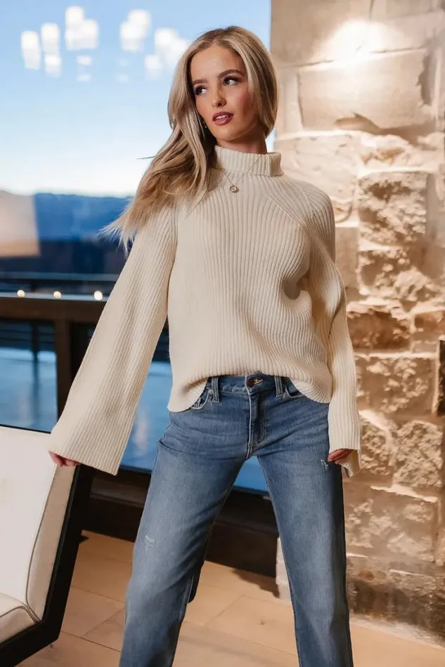 Bohme Tops Paige Mock Neck Sweater In Cream Cream 8211 Women