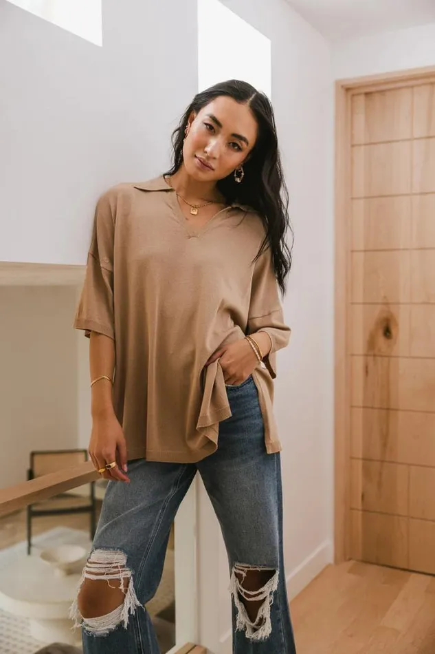 Bohme Tops Palmer Oversized Top Beige 8211 Women
