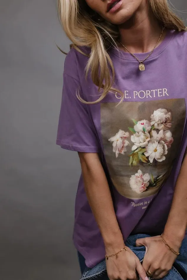 Bohme Tops Peonies In A Vase Graphic Tee Purple 8211 Women