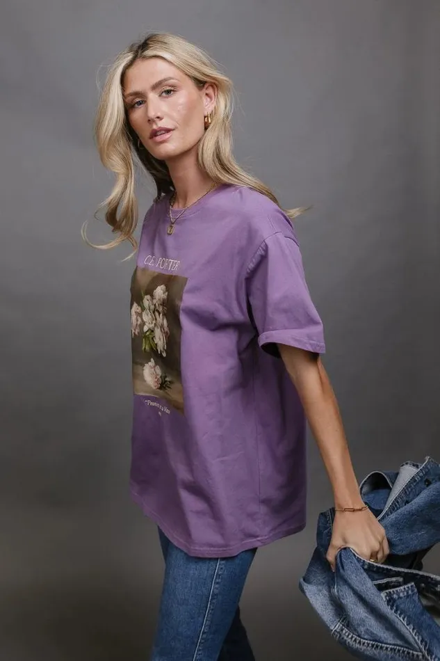 Bohme Tops Peonies In A Vase Graphic Tee Purple 8211 Women Bohme Tops Peonies In A Vase Graphic Tee Purple 8211 Women