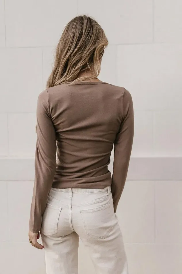 Bohme Tops Quincy Henley Top In Mocha 8211 FINAL SALE Mocha 8211 Women Bohme Tops Quincy Henley Top In Mocha 8211 FINAL SALE Mocha 8211 Women
