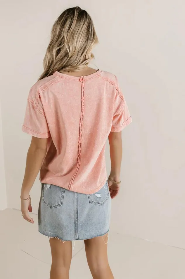 Bohme Tops Raina Washed TShirt In Peach Peach 8211 Women Bohme Tops Raina Washed TShirt In Peach Peach 8211 Women