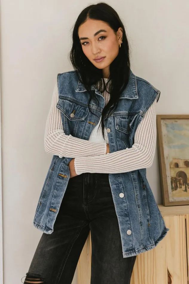 Bohme Tops Taylor Denim Vest In Medium Wash Medium Wash 8211 Women