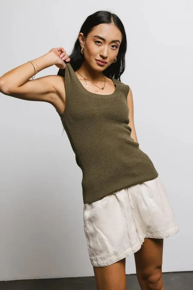 Bohme Tops Textured Sweater Tank In Olive Olive 8211 Women