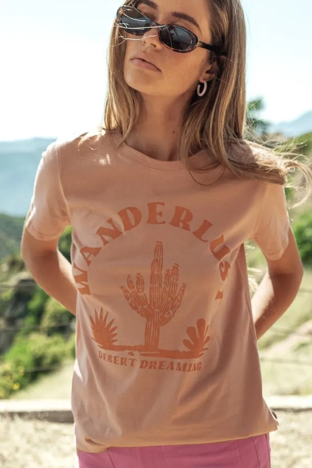 Bohme Tops Wanderlust Desert Graphic Tee 8211 FINAL SALE Peach 8211 Women