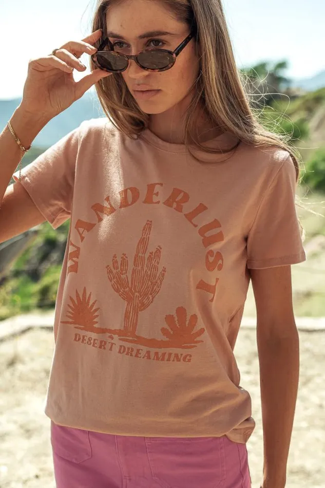 Bohme Tops Wanderlust Desert Graphic Tee 8211 FINAL SALE Peach 8211 Women Bohme Tops Wanderlust Desert Graphic Tee 8211 FINAL SALE Peach 8211 Women