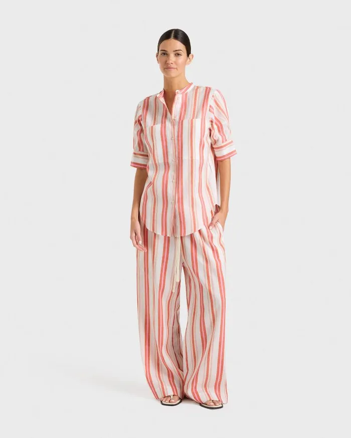 BONDI BORN Matching Separates Arezzo Short Sleeve Shirt 8211 Watermelon 8211 Women