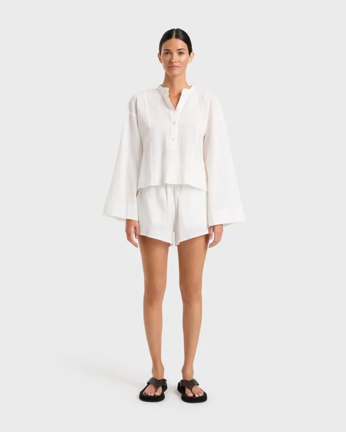 BONDI BORN Matching Separates Hastings Organic Cotton Relaxed Sleeve Top 8211 White 8211 Women