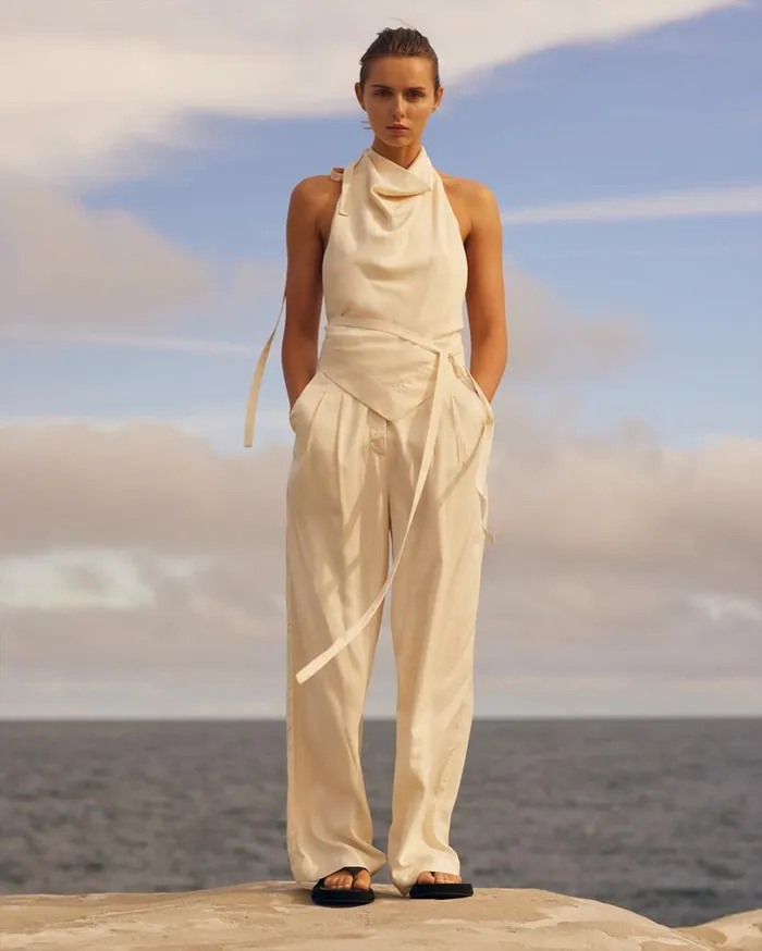 BONDI BORN Pants and Shorts Lisbon Pleat Front Pant 8211 Cream 8211 Women BONDI BORN Pants and Shorts Lisbon Pleat Front Pant 8211 Cream 8211 Women