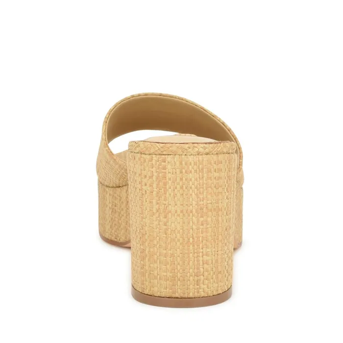 Boone Platform Slide Sandals Natural Raffia Women Nine West Sandals